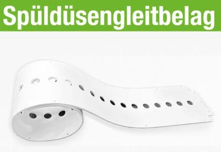 Weißer Gleitbelag mit Lochstanzung für Spüldüsen, chemikalienresistent und flexibel einsetzbar<br /><br />
