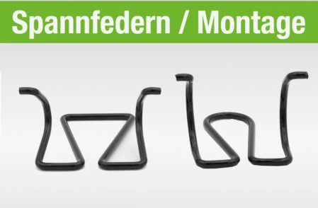 Verschiedene schwarze Spannfedern zur sicheren Befestigung von Filtern und Filterrahmen