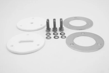 Dichtscheiben-Set mit Befestigungsmaterial Runde Dichtscheiben aus Kunststoff und Metall mit Schrauben, Muttern und Unterlegscheiben