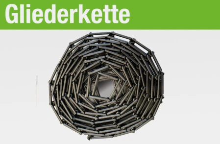 Aufgerollte Gliederkette aus Edelstahl für Transport- oder Förderanwendungen
